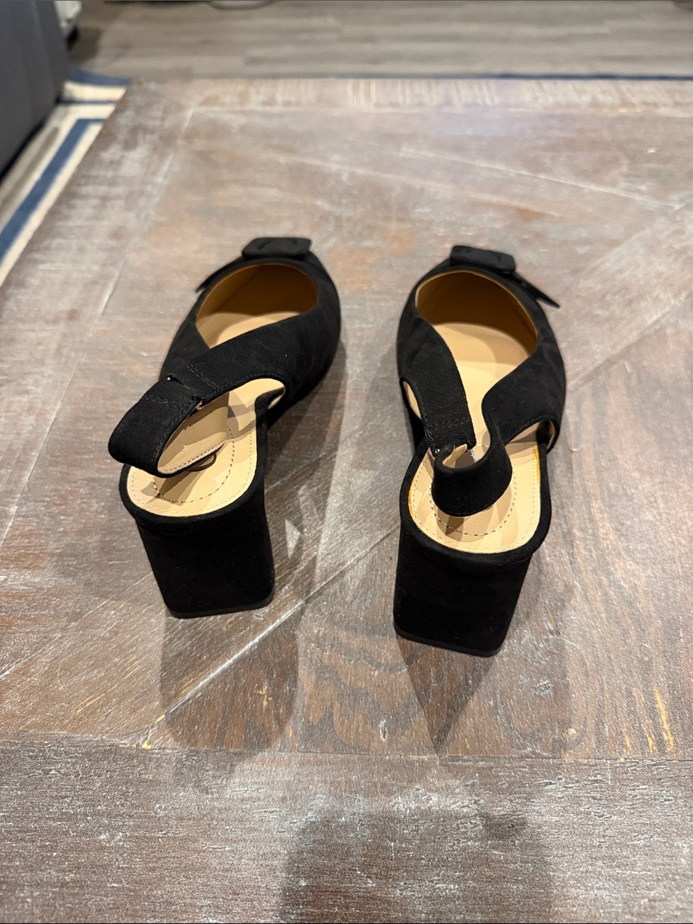 Cato Black Pointed Slingback Flats with Decorative Buckle - Picture 3 of 4